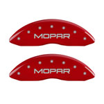 MGP Front set 2 Caliper Covers Engraved Front MOPAR Red finish silver ch