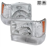 Jeep Grand Cherokee Combo: Grand Cherokee Headlight With Corner Lights And Bumper Lights Chrome; 1993-1998