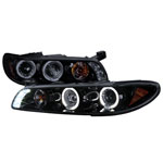 Spec-D Tuning Pontiac Grand Prix 1-Piece Projector Headlight Gloss Black Smoke Lens; 1997-2003