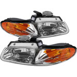 Spec-D Tuning Dodge Caravan Euro Headlights Chrome Housing; 1996-1996