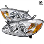 Spec-D Tuning Toyota Corolla Euro Headlights Chrome Housing; 2003-2008