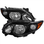 Spec-D Tuning Toyota Corolla Euro Headlight Black Housing; 2009-2010