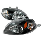 Spec-D Honda Civic Jdm Black Headlights; 1999-2000