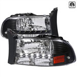 Spec-D Tuning Dodge Dakota Black Headlight With Led