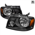 Spec-D Tuning Ford F150 Crystal Housing Headlights Black; 2004-2008