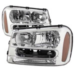 Spec-D Tuning Chevrolet Trailblazer Euro Headlights With Chrome Housing; 2002-2009