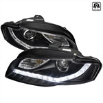 Spec-D Tuning Audi A4 Prjector Headlight Black R8 Style; 2006-2008