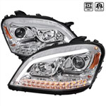 SPEC-D Tuning Mercedes ML W164 Projector Headlights Sequential LED Turn Signal - Chrome; 2006-2008