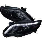 Spec-D Tuning Toyota Corolla Projector Headlight Glossy Black Housing With Smoked Lens