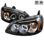 Spec-D Tuning Honda Civic Halo Led Projector Black; 2001-2003