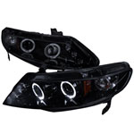 Spec-D Tuning Honda Civic Smoked Lens Gloss Black Housing Projector Headlights; 2006-2010