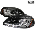 Spec-D Honda Civic R8 Style Projector Headlights; 1996-1998