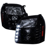 Spec-D Tuning Gmc Denail Halo Projector Headlight Gloss Black Housing Smoke Lens