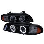 Spec-D Tuning Bmw 5-Series Halo Projector Headlight Gloss Black Housing Smoke Lens