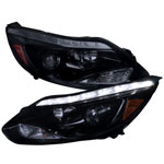 Spec-D Tuning Ford Focus Projector Headlight - Glossy Black; 2012-2016