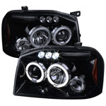 Spec-D Tuning Nissan Frontier Halo Led Projector Headlight Gloss Black Housing Smoke Lens