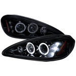 Spec-D Tuning Pontiac Grand Am Halo Led Projector Gloss Black Housing With Smoked Lens; 1999-2005