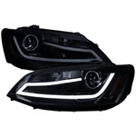 Spec-D Tuning Volkswagen Jetta Projector Headlights -Glossy Black; 2011-2012