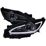 Spec-D Tuning Mazda 3 Projector Headlight Glosssy Black Housing Smoked Lens With Led; 2010-2013