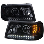 SPEC-D Tuning Ford Ranger Projector Headlights Full Glossy Black With Smoke Lens; 2001-2011