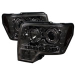 Spyder Ford F150 Halo LED ( Replaceable LEDs ) Projector Headlights - Smoke - (PRO-YD-FF15009-HL-SM); 2009-2012