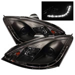 Spyder Ford Focus Drl Led Projector Headlights - Black - (PRO-YD-FF00-DRL-BK); 2000-2004