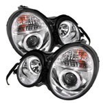 Spyder Mercedes Benz W210 E-Class Halo Projector Headlights - Chrome - (PRO-YD-MBW21095-HL-C)