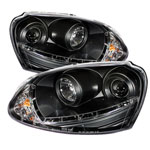 Spyder Volkswagen Jetta ( Halogen Bulb Type ) DRL LED Projector Headlights - Black - (PRO-YD-VG06-DRL-BK)