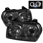 Spyder Chrysler 300 ( Dual Turn Signal Bulbs ) Halo LED ( Replaceable LEDs ) Projector Headlights - Smoke - (PRO-YD-C305-HL-SM); 2005-2008