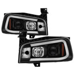 Spyder Dodge Charger 06-10 Projector Headlights - LED Light Bar - Black PRO-YD-DCH05V2-LB-BK; 2006-2010