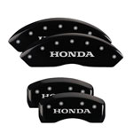 MGP 4 Caliper Covers Engraved Front & Rear Honda Black finish silver ch; 2010-2011