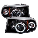 Spyder Dodge Dakota 1PC CCFL LED ( Replaceable LEDs ) Projector Headlights - Black - (PRO-YD-DDAK97-CCFL-BK); 1997-2004