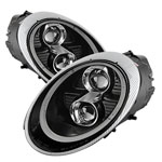 Spyder Porsche 911 997 Projector Headlights - Halogen Model Only - DRL LED - Black - (PRO-YD-P99705-DRL-BK); 2005-2009