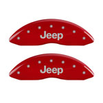 MGP Front set 2 Caliper Covers Engraved Front JEEP Red finish silver ch