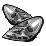 Spyder Mercedes Benz R171 SLK ( NON HID ) DRL LED Projector Headlights - Chrome - (PRO-YD-MBSLK05-DRL-C); 2005-2010