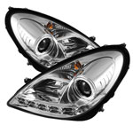 Spyder Mercedes Benz R171 SLK ( HID Type ) DRL LED Projector Headlights - Chrome - (PRO-YD-MBSLK05-HID-DRL-C); 2005-2010