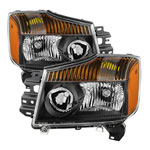 xTune Nissan Titan 04-15 (08-15 OE Style ) OEM Head Lights set - Black HD-JH-NTI08-AM-BK; 2004-2015