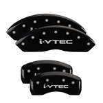 MGP 4 Caliper Covers Engraved Front & Rear i-Vtec Black finish silver ch; 2010-2011