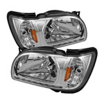 xTune Toyota Tacoma 1-Piece with Black Trim Corner Crystal Headlights - Chrome; 2001-2004