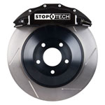 StopTech Dodge Magnum Big Brake Kit 6 Piston Black Calipers & 1-Piece No Coating Slotted Rotors, Front; 2005-2008