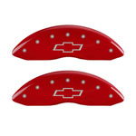 MGP 4 Caliper Covers Engraved Front & Rear Bowtie Red Finish Silver Char 2014 Chevrolet Express 2500; 2012-2017