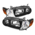 xTune Toyota Corolla Crystal Headlights W/ Amber Corner Lights - Black; 2001-2002