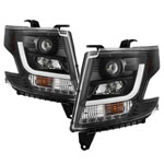 Spyder Chevy Suburban -2016 Projector Headlights - DRL LED - Black - (PRO-YD-CTA15-DRL-BK); 2015-2016