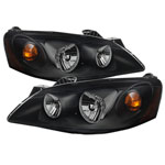 Xtune Pontiac G6 05-10 (09-10 Fit w/Amber Turn Signal) Crystal Headlights Black HD-JH-PG605-AM-BK; 2005-2010