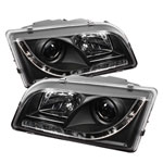 Spyder Volvo S40 DRL LED Projector Headlights - Black - (PRO-YD-VOS4097-DRL-BK)