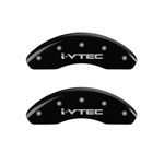 MGP Front set 2 Caliper Covers Engraved Front i-Vtec Black finish silver ch