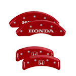 MGP 4 Caliper Covers Engraved Front Honda Engraved Rear H Logo Red finish silver ch; 2003-2010