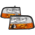 xTune 98-01 GMC Jimmy S15 (w/Fog Lights) OEM Headlights w/Amber Bumper - Chrm (HD-JH-GS1598-OE-C); 1998-2001