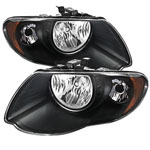 Xtune Chrysler Town & Country 05-07 Crystal Headlights Black HD-JH-CHRTC05-AM-BK; 2005-2007