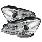 Spyder Mercedes Benz W204 C-Class Projector Headlights - Halogen Model Only ( Not Compatible With Xenon/HID Model ) - DRL - Chrome - High H1 (Included) - Low H7 (Included); 2012-2013